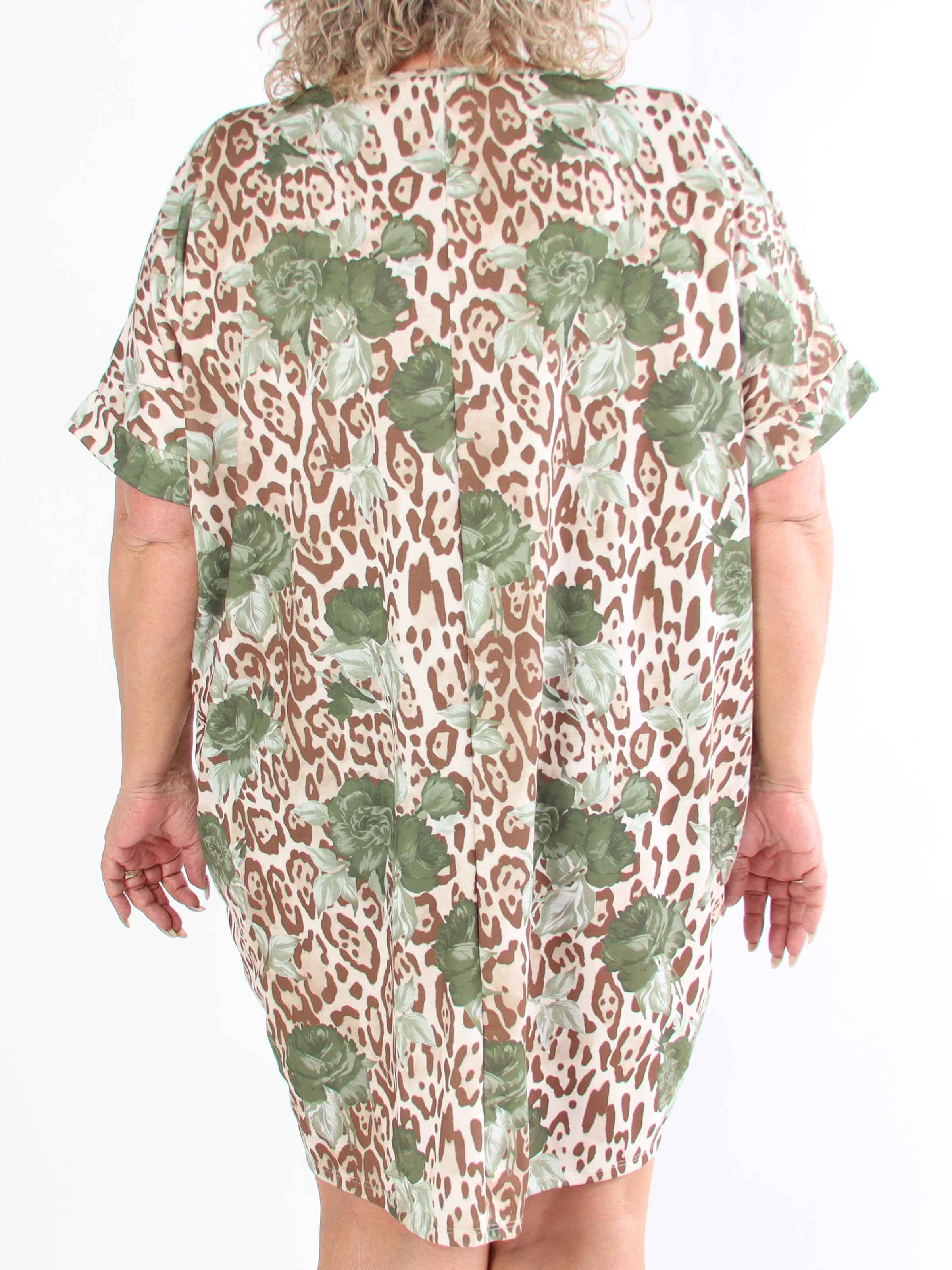Mintu Leo Dress - Plus size t-shirtklänning i bomull med leopardtryck
